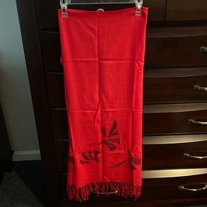Red pashmina shawl with red embroidery